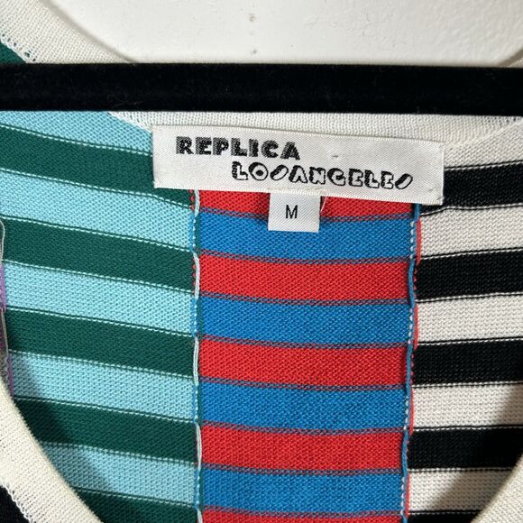 Replica Los Angeles Sheath Tank Dress Sz M Knit Colorful Multi Stripe Midi Blue - Picture 4 of 9